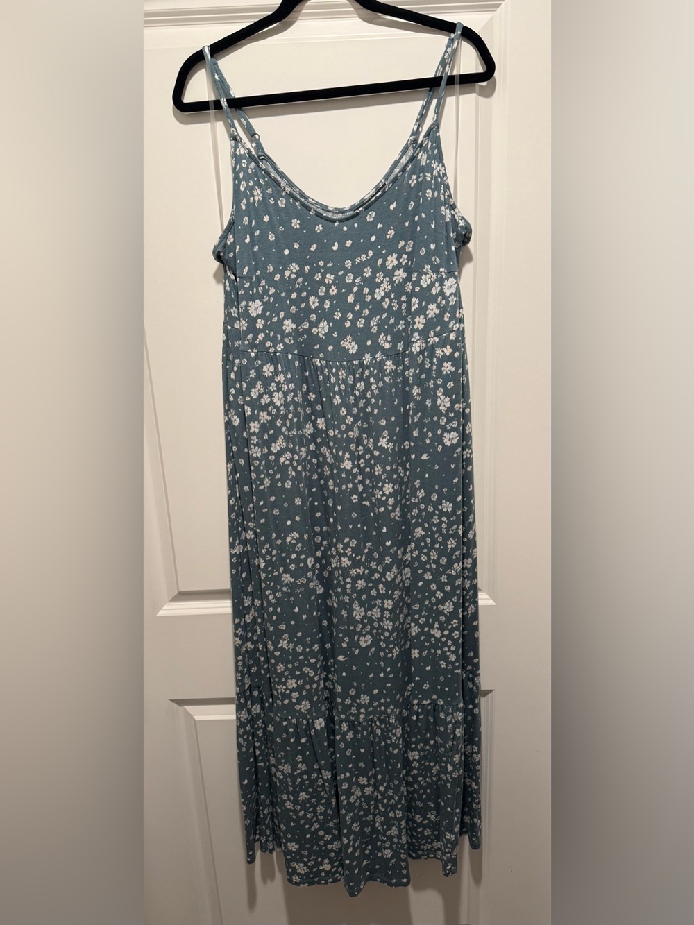 Lane Bryant Teal Maxi Skirt with White Floral Print